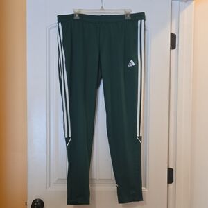 adidas Dark Green Track Pants with White Stripes